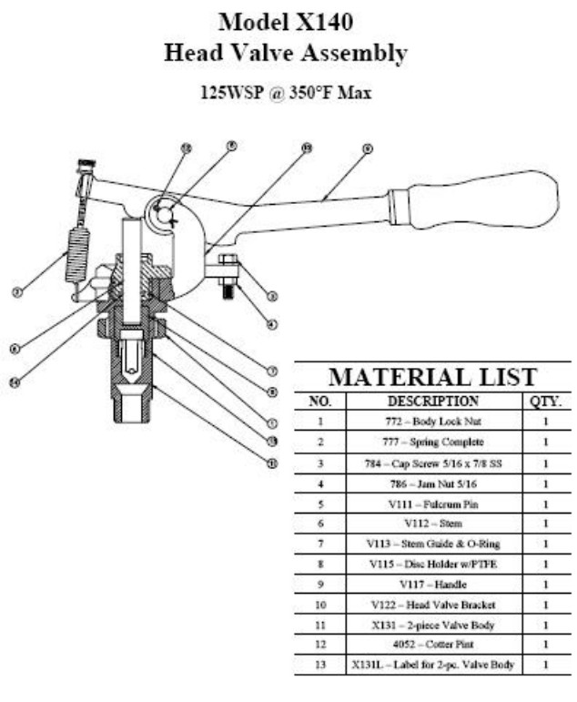 UB Head Valve Assembly
